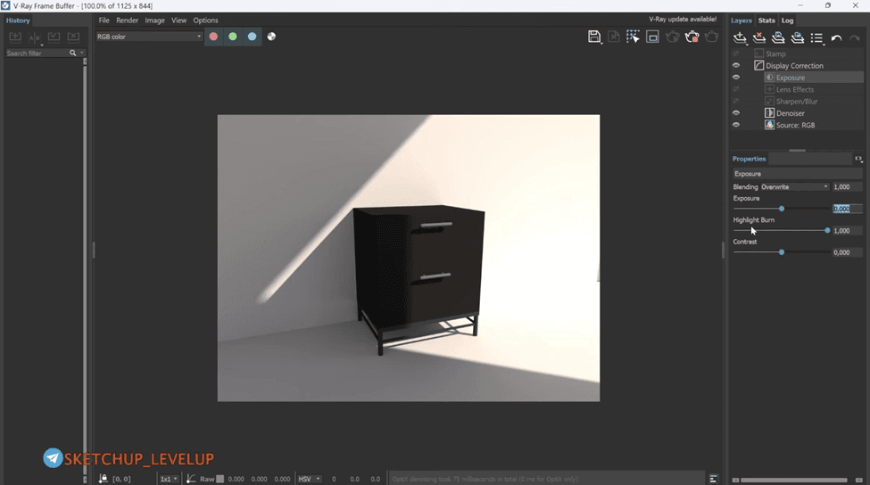 Коррекция экспозиции и контраста в V-Ray Frame Buffer