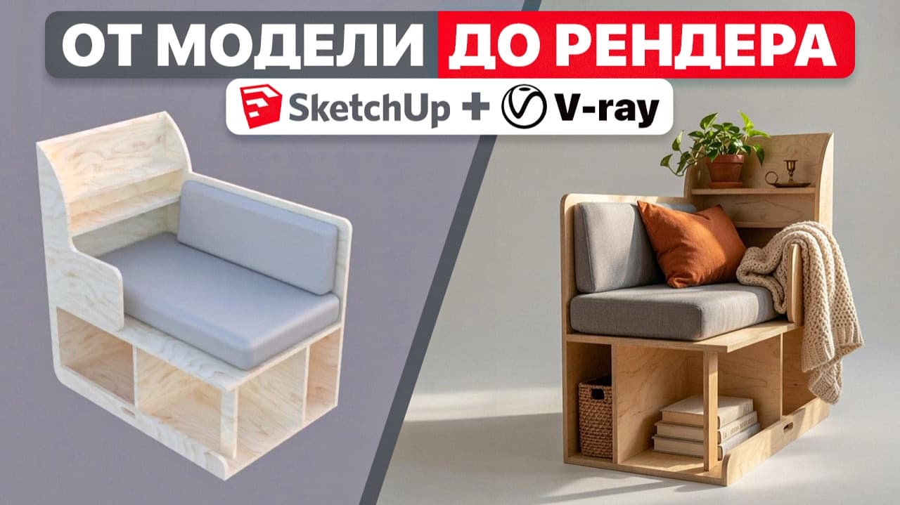 Тумба в SketchUp по референсу — От модели до реалистичного рендера